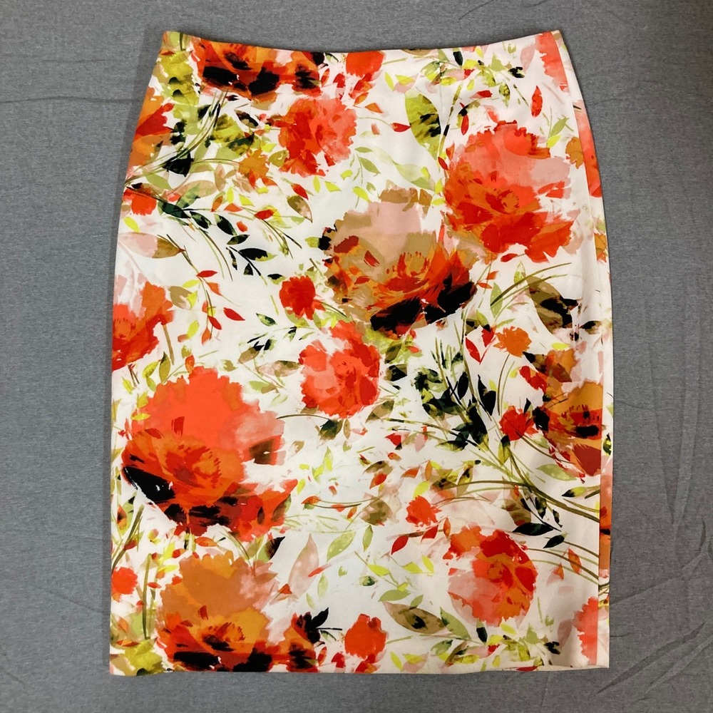 Jones Studio Separates Floral Pencil Skirt Orange Watercolor G1HMKOB1331 Mens‎ 8
